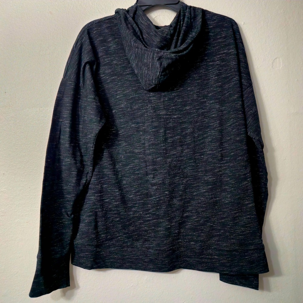 District Mens Full Zip Hoodie Black Space Dye Marl Graphic Logo Size Large